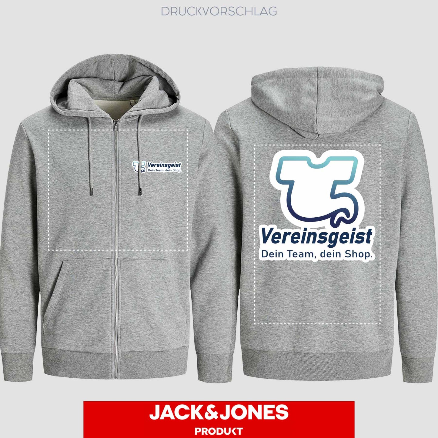 Sweatshirt Jacke by Jack&Jones einseitig bedruckt