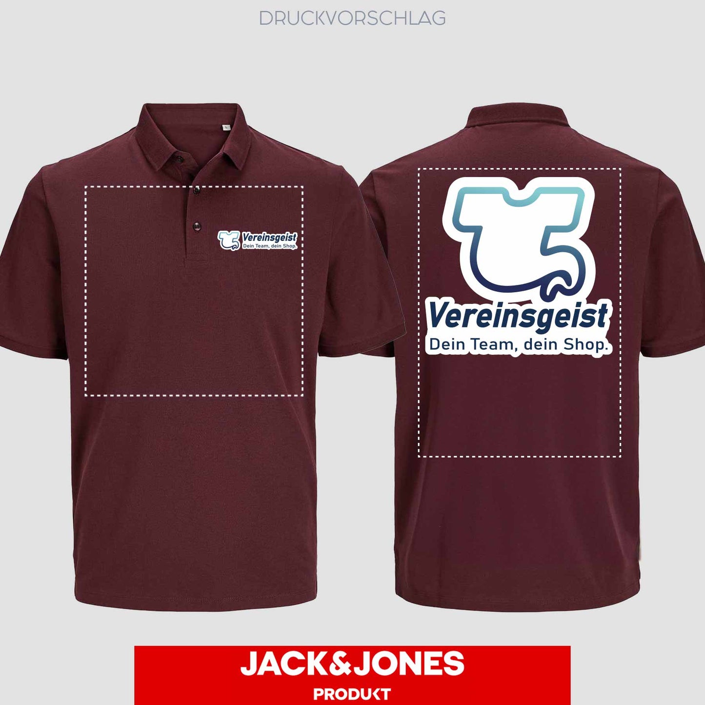 Jack & Jones - Produkt BLANK Classic Unisex Polo einseitig bedruckt