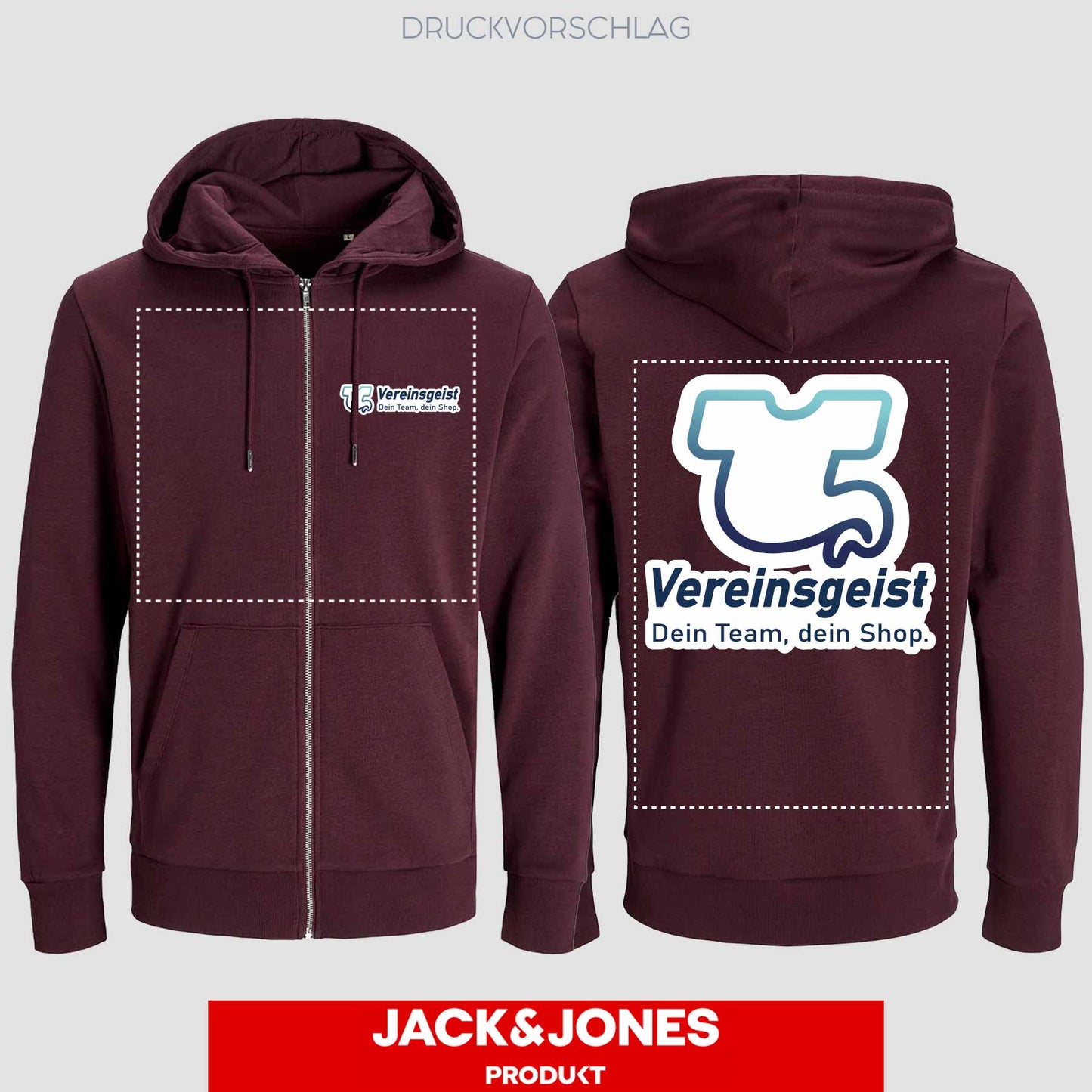 Sweatshirt Jacke by Jack&Jones einseitig bedruckt